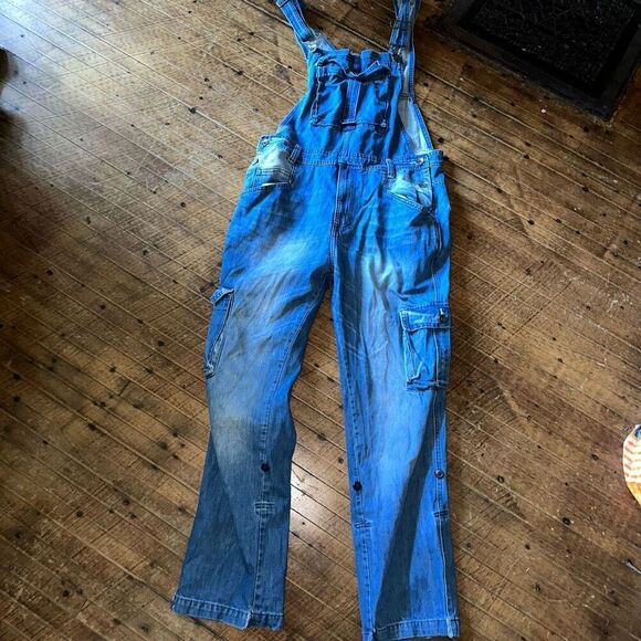 Uskees  Manchester vintage Y2K 34 farmer grandpa denim overalls - Picture 2 of 6